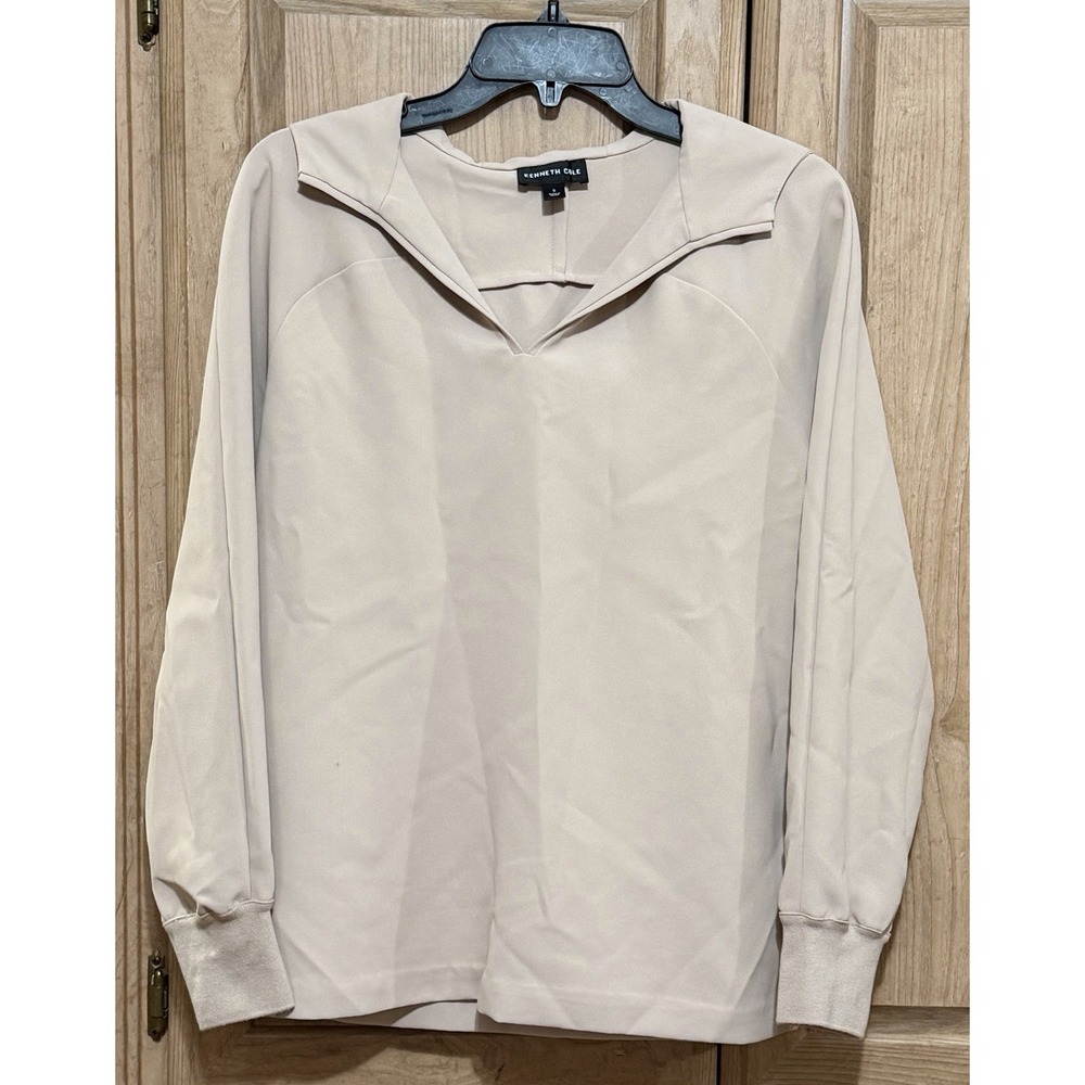 Kenneth Cole Hooded Pullover Top Tunic Women's Size Small Beige Sailor‎ Collar